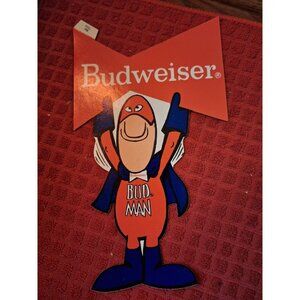 BUD MAN Budweiser Beer Peace Sign Sticker Decal Cape 1970's
